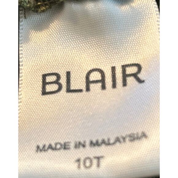 Vintage Blair Women's Polyester Pants Sewn in Front Pleat Slit Pockets Green 10T - Picture 3 of 5